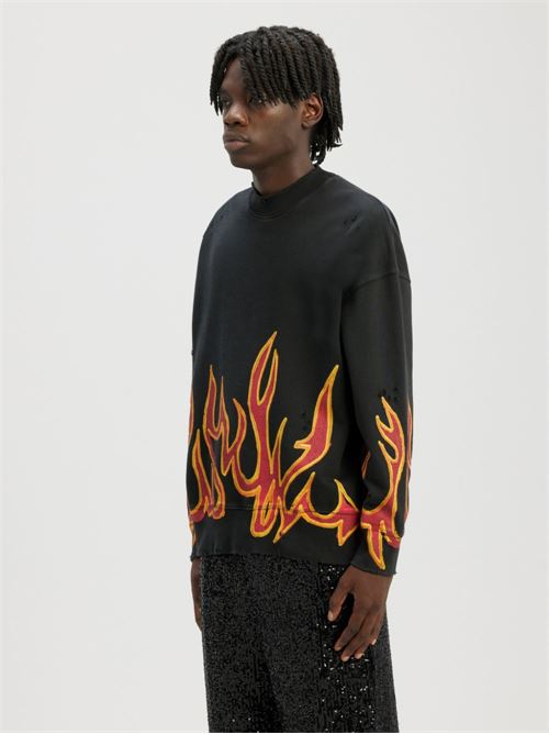 Graffiti Flame Sweatshirt PALM ANGELS | PMBA065F22FLE0051025